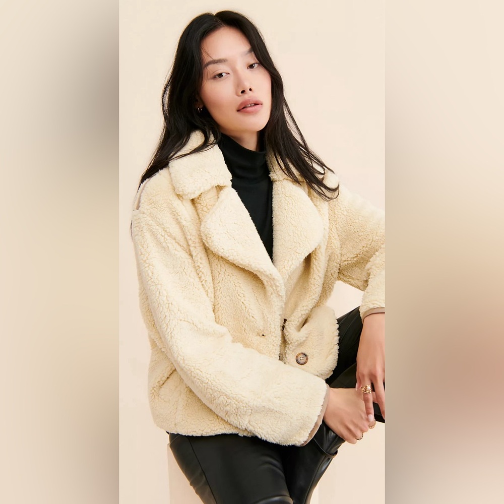 Free People Joplin Teddy Coat in Cream Size M